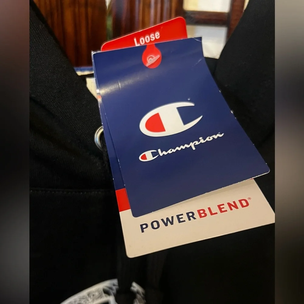 Champion Black Hoodie with Intricate Graphic C Logo - Picture 4 of 9